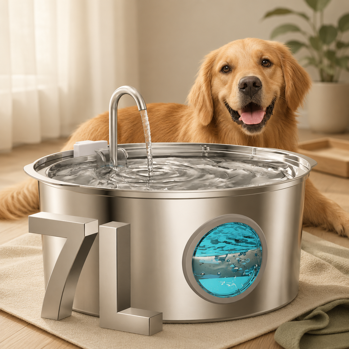 7L Stainless Steel Dog Water Fountain