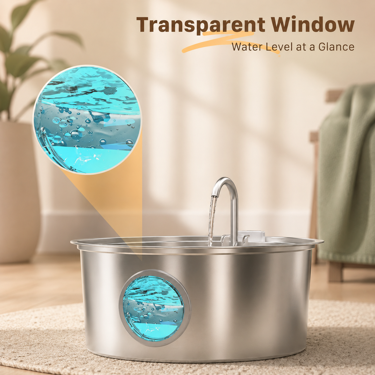 7L Stainless Steel Dog Water Fountain