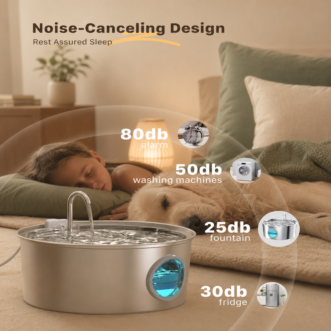 7L Stainless Steel Dog Water Fountain