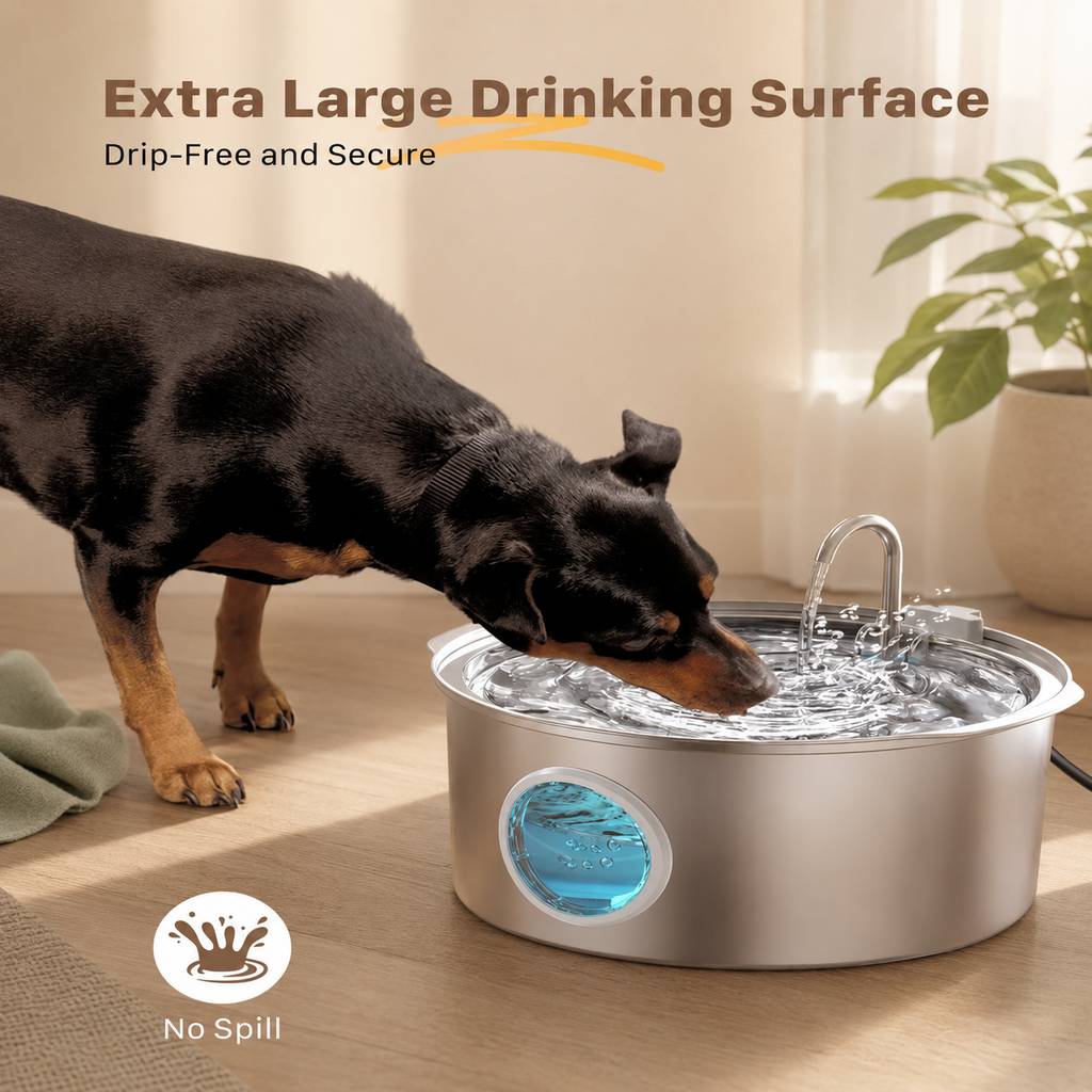 7L Stainless Steel Dog Water Fountain
