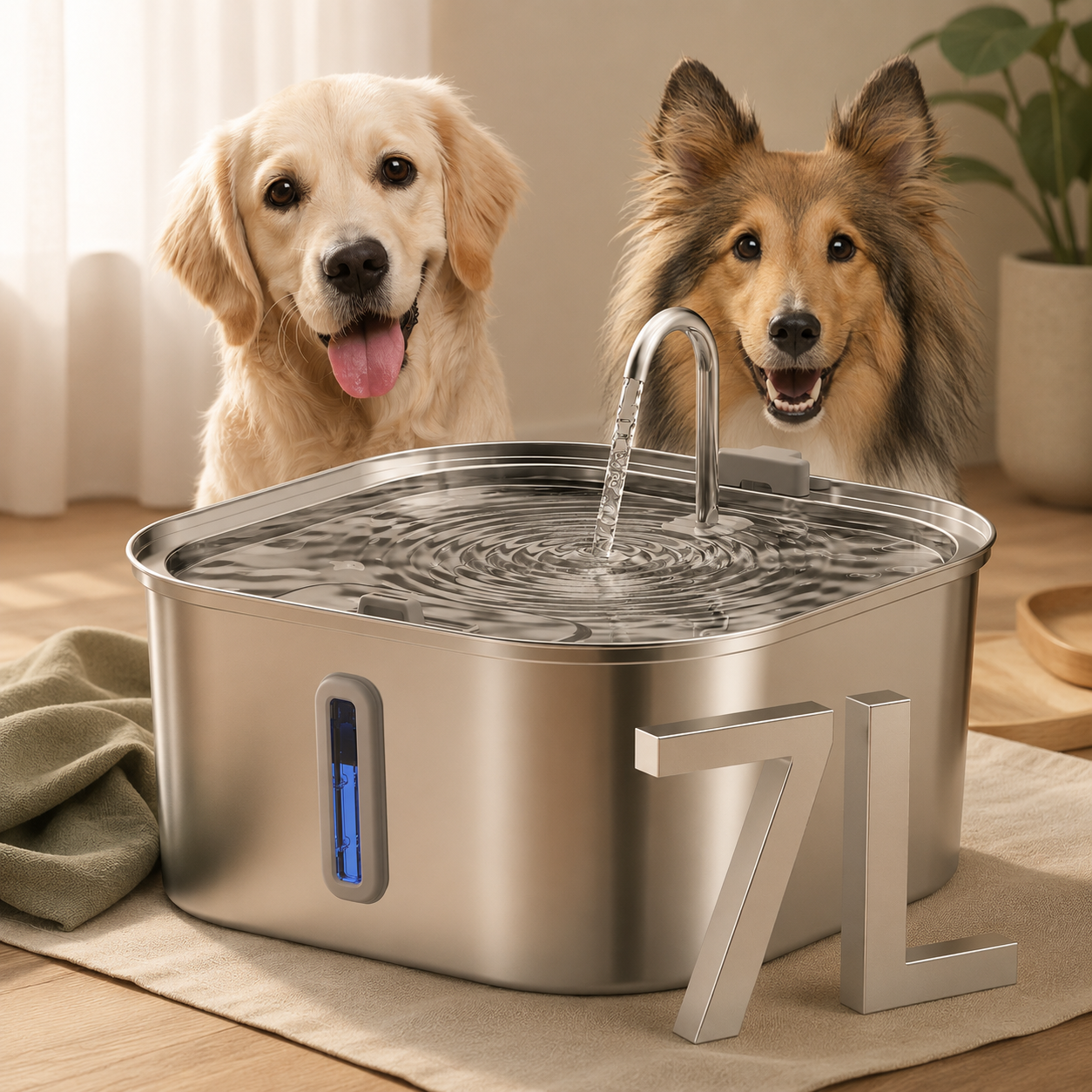 7L Stainless Steel Dog Water Fountain